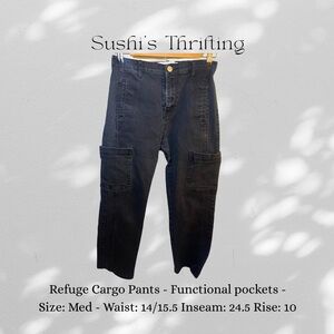 Refuge Black Cargo Pants with Utility Design